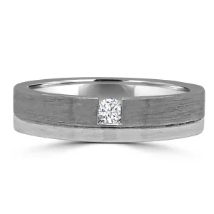 Jack Murphy Jewellers Platinum Wedding Rings | Platinum Wedding & Eternity Rings | Platinum Flat Two Tone Offset Groove Diamond 5mm Wedding Band