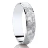 Jack Murphy Jewellers Platinum Wedding Rings | Platinum Hammered Matte & Polished Edges Classic Medium 5mm Wedding Band