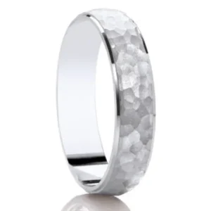 Jack Murphy Jewellers Platinum Wedding Rings | Platinum Hammered Matte & Polished Edges Classic Medium 5mm Wedding Band
