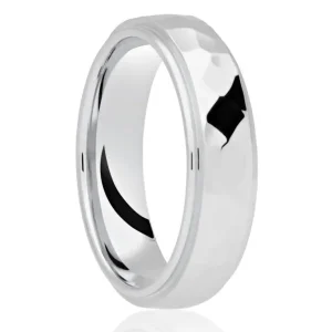 Jack Murphy Jewellers Platinum Wedding Rings | Platinum Hammered Polished Classic Medium 6mm Wedding Band