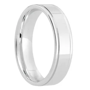 Jack Murphy Jewellers Platinum Wedding Rings | Platinum Inlaid Groove Flat Court 6mm Wedding Band