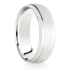 Jack Murphy Jewellers Platinum Wedding Rings | Platinum Inlaid Groove Matte & Polished Medium 6mm Wedding Band
