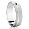 Jack Murphy Jewellers Platinum Wedding Rings | Platinum Matte & Polished Offset Inlaid Grooves Medium 6mm Wedding Band