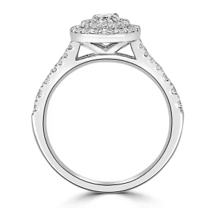Jack Murphy Jewellers Natural Halo Diamond Rings | Platinum Oval & Double Halo Diamond Set Shoulders Ring, 1.00ct