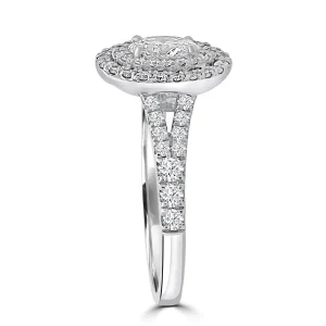Jack Murphy Jewellers Natural Halo Diamond Rings | Platinum Oval & Double Halo Diamond Set Shoulders Ring, 1.00ct