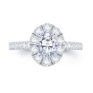 Jack Murphy Jewellers Natural Halo Diamond Rings | Platinum Oval & Halo Diamond Set Band Ring, 0.85ct