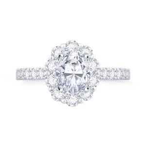 Jack Murphy Jewellers Natural Halo Diamond Rings | Platinum Oval & Halo Diamond Set Band Ring, 1.05ct