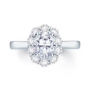 Jack Murphy Jewellers Natural Halo Diamond Rings | Platinum Oval & Halo Diamond Ring, 0.74ct