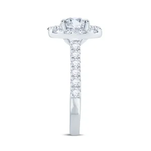Jack Murphy Jewellers Natural Halo Diamond Rings | Platinum Oval & Halo Diamond Set Band Ring, 0.85ct