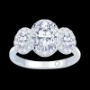 Jack Murphy Jewellers Natural Three-Stone Diamond Rings | Natural Halo Diamond Rings | Platinum Oval & Halo Three Stone Diamond Ring, 1.58ct