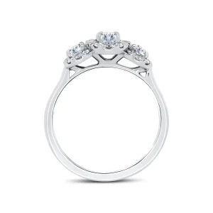Jack Murphy Jewellers Natural Three-Stone Diamond Rings | Platinum Oval & Halo Three Stone Diamond Ring 0.86ct