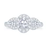 Jack Murphy Jewellers Natural Three-Stone Diamond Rings | Platinum Oval & Pear & Halo Three Stone Diamond Ring, 1.33ct