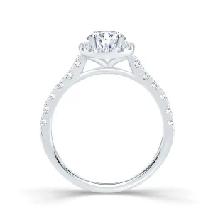 Jack Murphy Jewellers Natural Halo Diamond Rings | Platinum Oval, Halo & Shoulder Set Diamond Ring 0.86ct