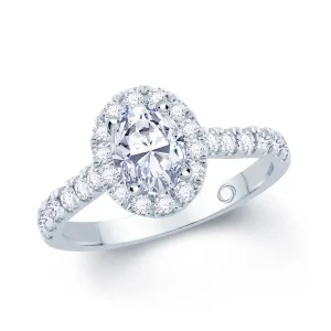 Jack Murphy Jewellers Natural Halo Diamond Rings | Platinum Oval, Halo & Shoulder Set Diamond Ring 0.86ct