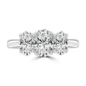 Jack Murphy Jewellers Natural Three-Stone Diamond Rings | Platinum Oval Three Stone Diamond Ring 1.51ct