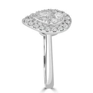 Jack Murphy Jewellers Natural Cluster Diamond Rings | Platinum Pear & Halo Illusion Diamond Ring, 0.75ct