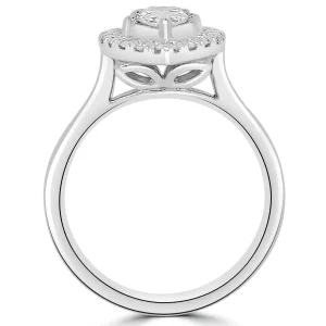 Jack Murphy Jewellers Natural Cluster Diamond Rings | Platinum Pear & Halo Illusion Diamond Ring, 0.75ct