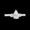Jack Murphy Jewellers Natural Three-Stone Diamond Rings | Platinum Pear & Halo Three Stone Diamond Ring, 0.88ct
