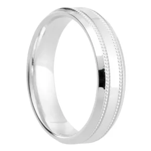 Jack Murphy Jewellers Platinum Wedding Rings | Platinum Polished Bead Centre & Bevelled Classic Medium 5mm Wedding Band