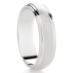Jack Murphy Jewellers Platinum Wedding Rings | Platinum Ribbed, Matte & Polished Medium 5mm Wedding Band