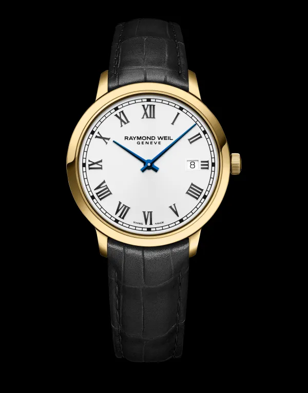 Raymond Weil Mens Raymond Weil Watches | Men’s Classic 39 mm Gold PVD Leather Quartz Watch