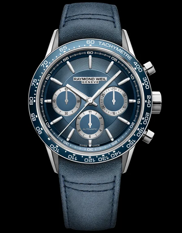 Raymond Weil Mens Raymond Weil Watches | 43mm Freelancer Automatic Chronograph Blue Leather Men's Watch