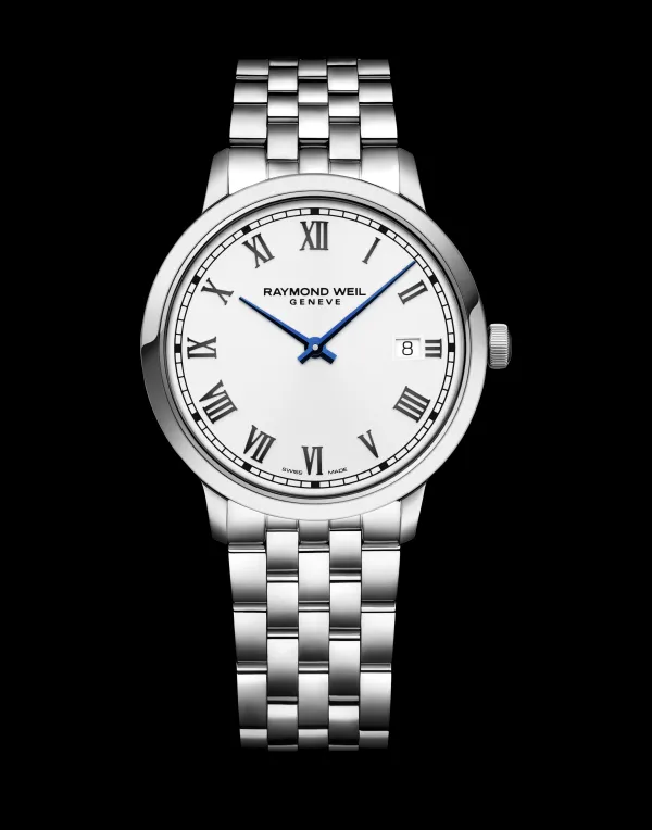 Raymond Weil Mens Raymond Weil Watches | 39mm Toccata Classical White Dial Blue Hands Stainless Steel Watch