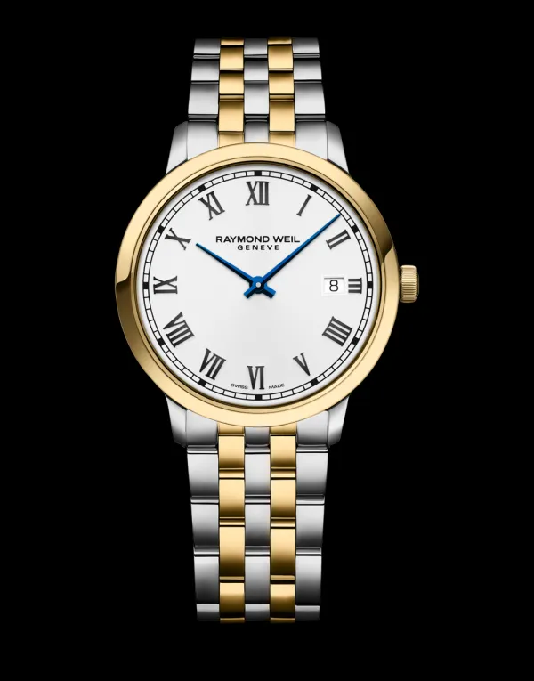 Raymond Weil Mens Raymond Weil Watches | 39mm Toccata Two Tone White Date Dial Stainless Steel Watch