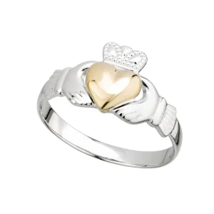 Jack Murphy Jewellers Jmj Sterling Silver Jewellery | Sterling Silver & 10ct Yellow Gold Claddagh Maid Ring - Size K