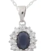 Jack Murphy Jewellers Jmj Gemstone Jewellery | Sterling Silver Blue Oval & Halo CZ Necklace