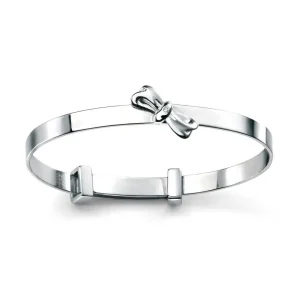 Jack Murphy Jewellers Childrens Jewellery | Jmj Diamond Set Jewellery | Sterling Silver Bow & Diamond Baby Bangle