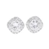 Jack Murphy Jewellers Jmj Sterling Silver Jewellery | Sterling Silver Brilliant Round & Cushion Halo CZ Stud Earrings