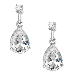 Jack Murphy Jewellers Bridal Jewellery | Jmj Sterling Silver Jewellery | Sterling Silver Brilliant Round & Pear Cut CZ Drop Earrings