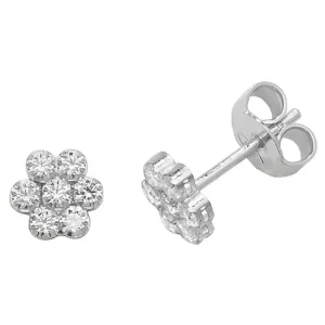 Jack Murphy Jewellers Bridal Jewellery | Jmj Sterling Silver Jewellery | Sterling Silver Brilliant Round Cluster CZ Earrings