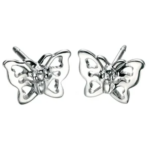 Jack Murphy Jewellers Childrens Jewellery | Jmj Sterling Silver Jewellery | Sterling Silver Children's Filigree Butterfly Diamond Set Stud Earrings
