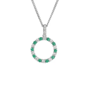 Jack Murphy Jewellers Jmj Gemstone Jewellery | Sterling Silver Circle of Life CZ & Emerald Necklace