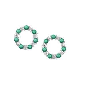 Jack Murphy Jewellers Jmj Gemstone Jewellery | Jmj Sterling Silver Jewellery | Sterling Silver Circle of Life CZ & Emerald Stud Earrings