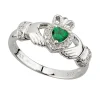 Jack Murphy Jewellers Jmj Sterling Silver Jewellery | Sterling Silver Claddagh & Green Heart CZ Cluster Ring - Size P