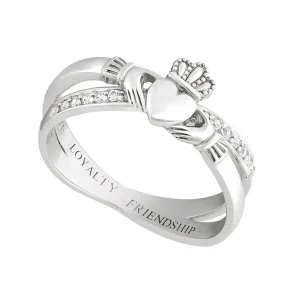 Jack Murphy Jewellers Jmj Sterling Silver Jewellery | Sterling Silver Claddagh CZ Kiss Ring