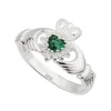 Jack Murphy Jewellers Jmj Sterling Silver Jewellery | Sterling Silver Crystal Green Heart CZ Claddagh Ring - Size N