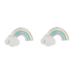 Jack Murphy Jewellers Childrens Jewellery | Jmj Diamond Set Jewellery | Sterling Silver Cute Enamel Rainbow & Diamond Stud Earrings