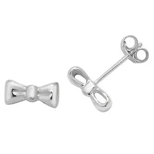 Jack Murphy Jewellers Childrens Jewellery | Jmj Sterling Silver Jewellery | Sterling Silver Cute Small Bow Tie Stud Earrings