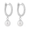 Jack Murphy Jewellers Bridal Jewellery | Jmj Sterling Silver Jewellery | Sterling Silver CZ & Pearl Hoop Earrings