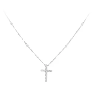Jack Murphy Jewellers Childrens Jewellery | Sterling Silver CZ Claw Set Cross Necklace
