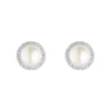 Jack Murphy Jewellers Bridal Jewellery | Jmj Sterling Silver Jewellery | Sterling Silver CZ Halo Freshwater Pearl Stud Earrings