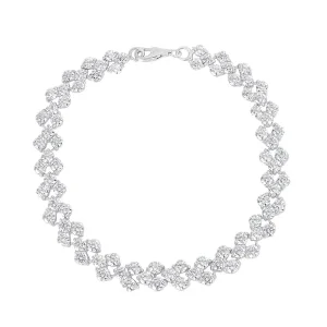 Jack Murphy Jewellers Bridal Jewellery | Jmj Sterling Silver Jewellery | Sterling Silver CZ Heart Cluster Line Bracelet