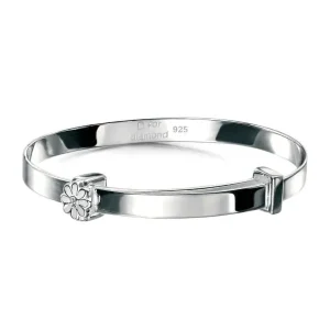 Jack Murphy Jewellers Childrens Jewellery | Jmj Diamond Set Jewellery | Sterling Silver Enamel & Diamond Set Daisy Baby Bangle