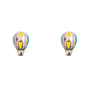 Jack Murphy Jewellers Childrens Jewellery | Jmj Sterling Silver Jewellery | Sterling Silver Enamel Hot Air Balloon Stud Childrens Earrings