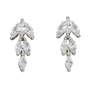 Jack Murphy Jewellers Bridal Jewellery | Jmj Sterling Silver Jewellery | Sterling Silver Fancy Clustered Marquise CZ Drop Earrings