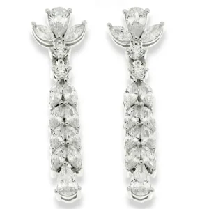 Jack Murphy Jewellers Bridal Jewellery | Jmj Sterling Silver Jewellery | Sterling Silver Fancy Marquise, Pear & Round Double Row CZ Drop Earrings